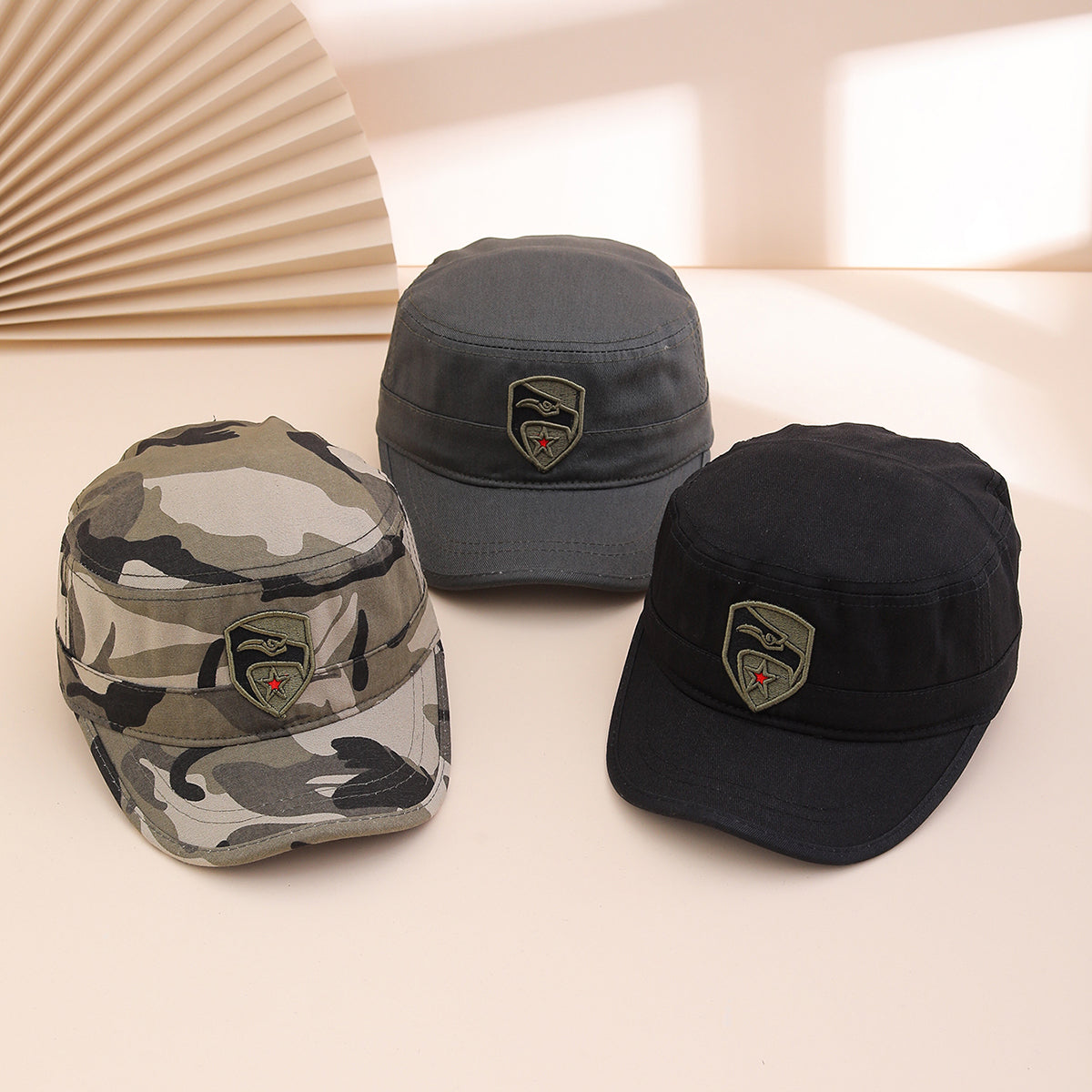 Cross-border Fashion Embroidered Curved Knife Red Star Flat-top Hat Casual Multi-purpose Outdoor Sun Protection Hat