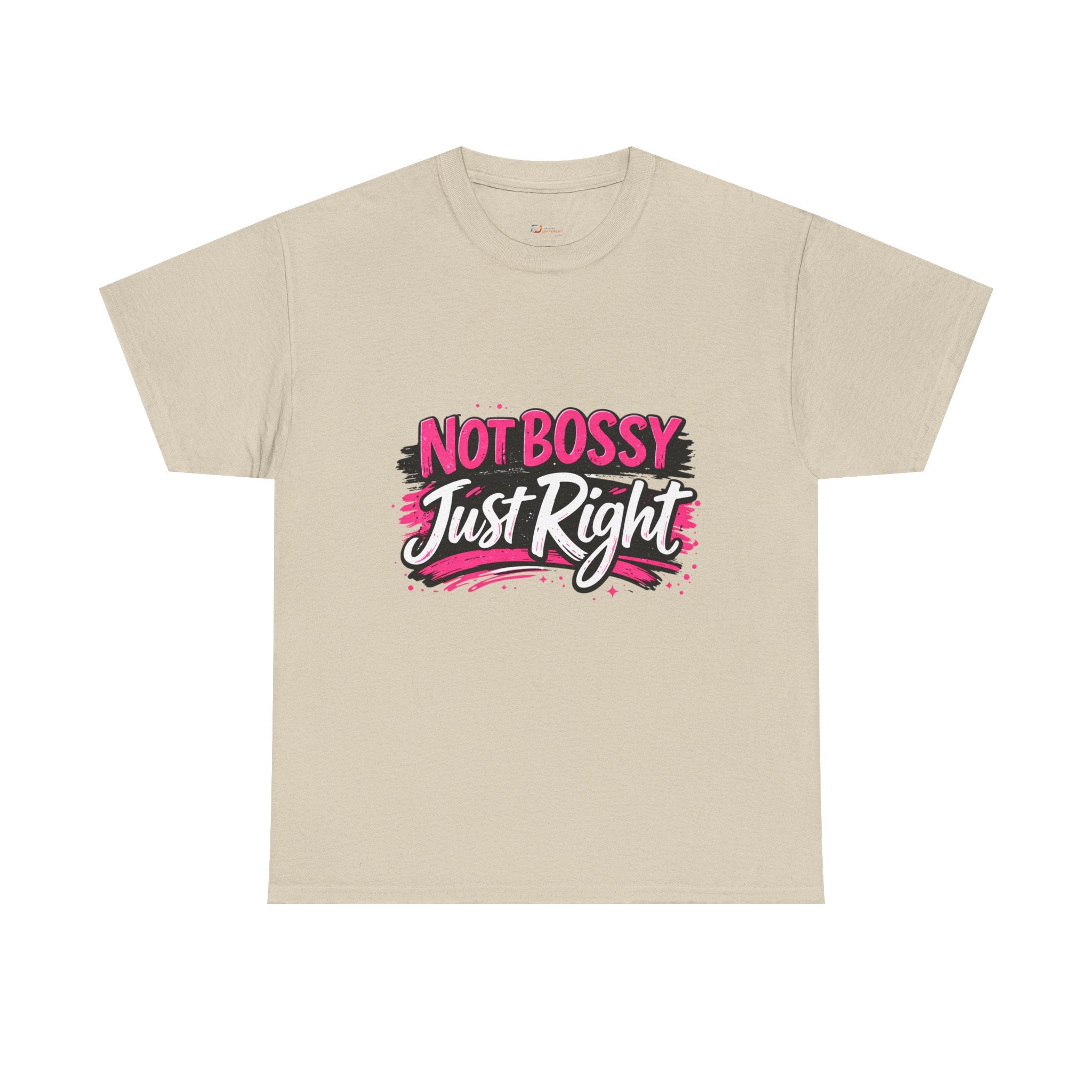 Not Bossy Just Right Tee | Pink Brush Script Graphic Shirt