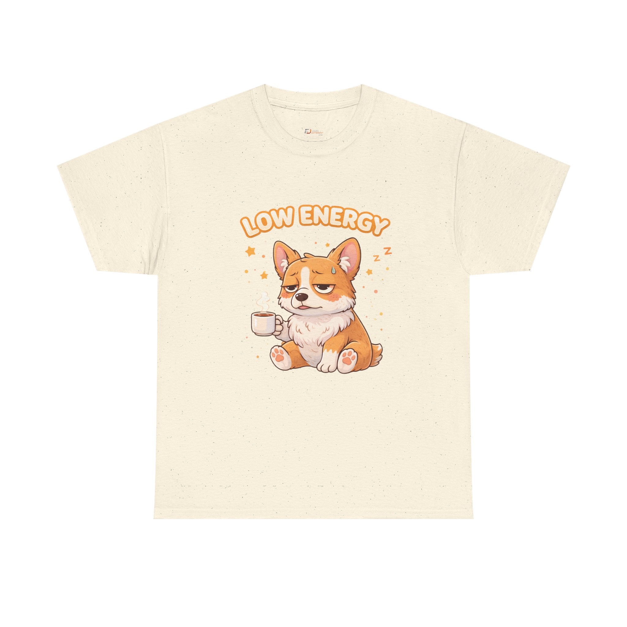 Low Energy Corgi Tee | Cute Coffee Dog Illustration