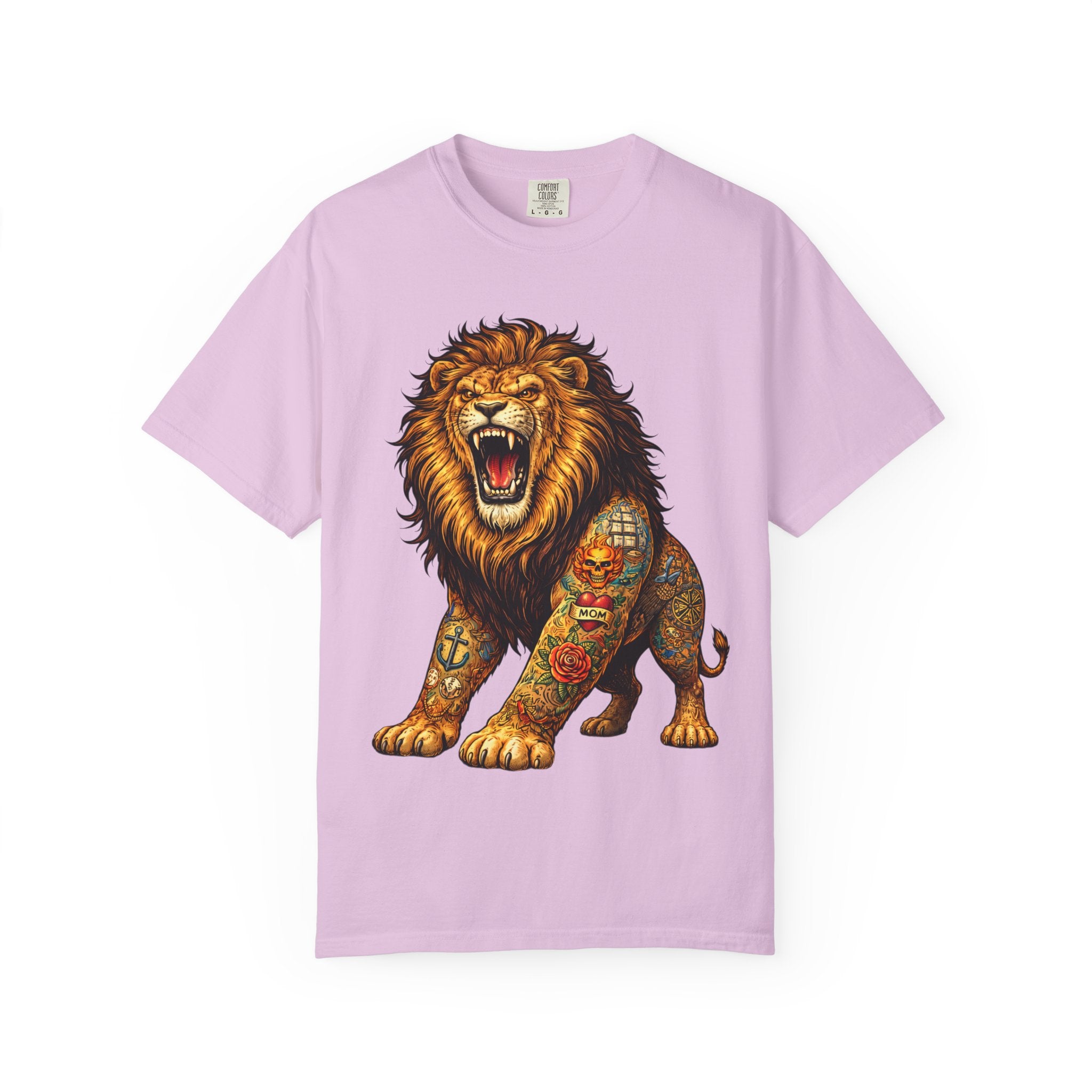 Roaring Tattooed Lion T-shirt |BuiltDifferent Mindset Tee-No Excuses