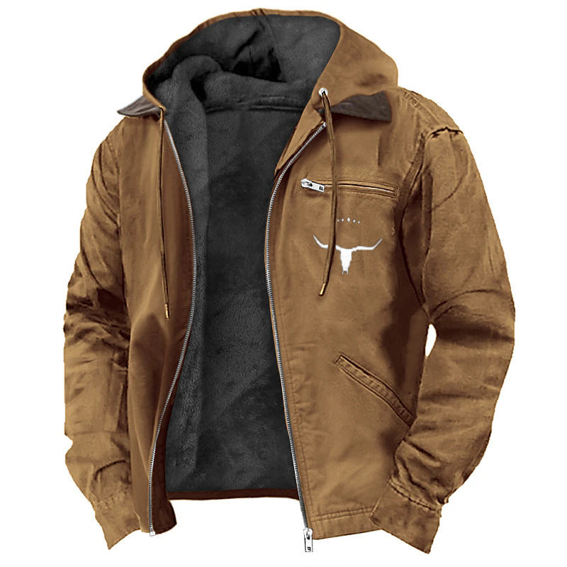 Mens Casual Retro Hooded Jacketcoat