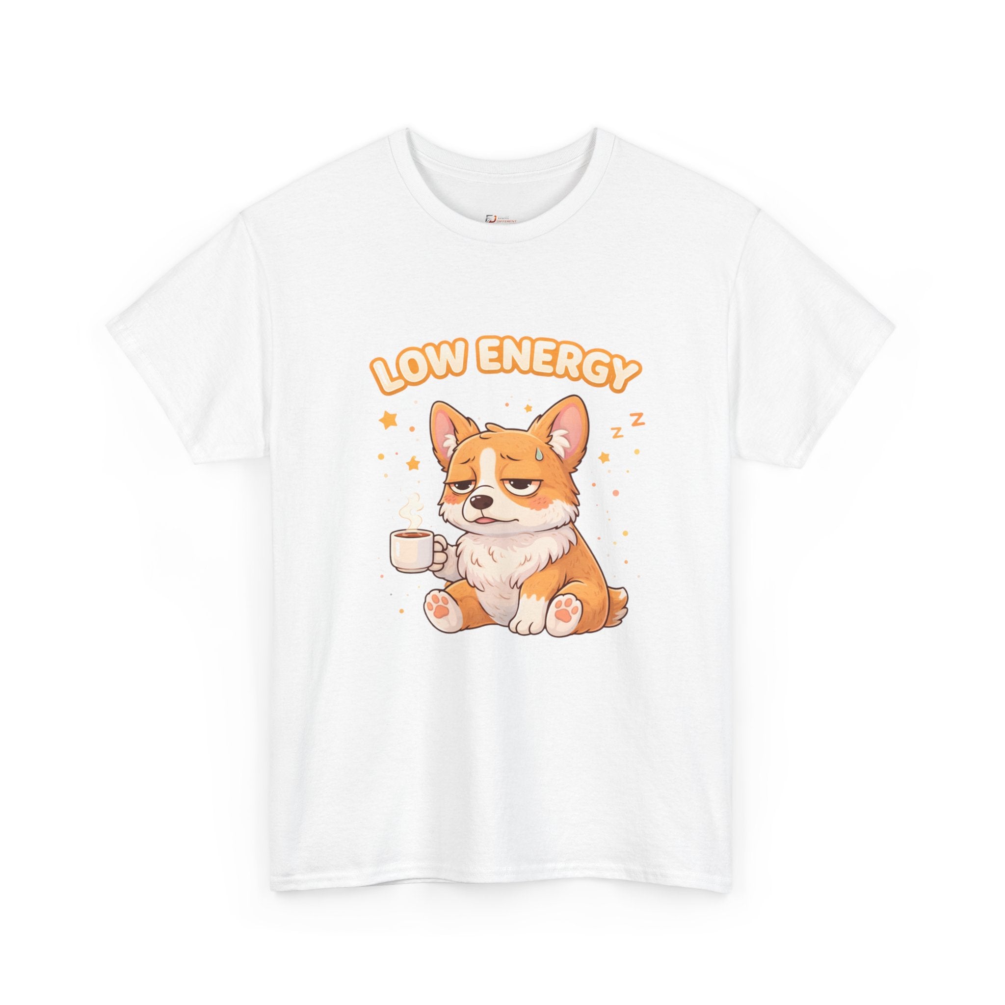 Low Energy Corgi Tee | Cute Coffee Dog Illustration