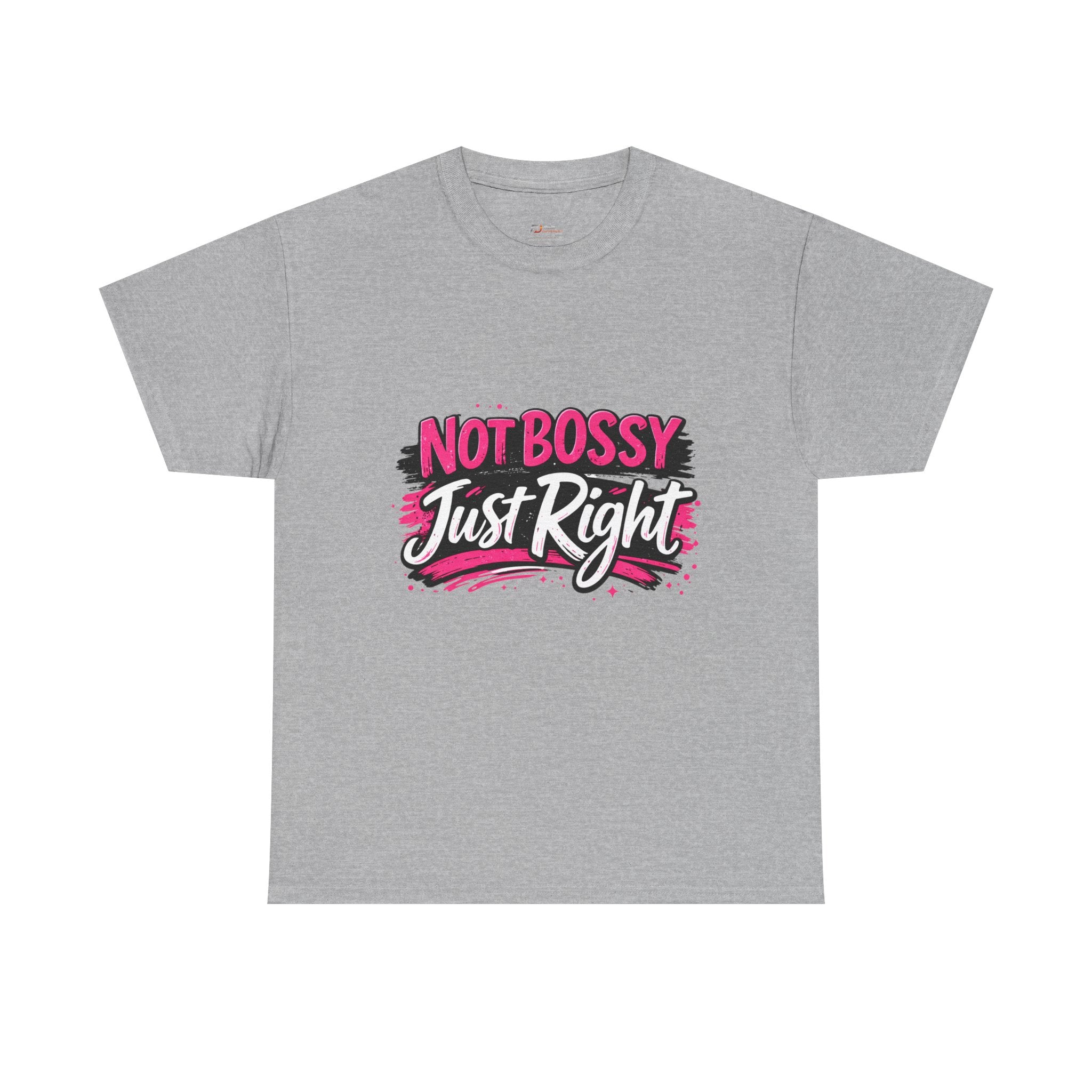 Not Bossy Just Right Tee | Pink Brush Script Graphic Shirt