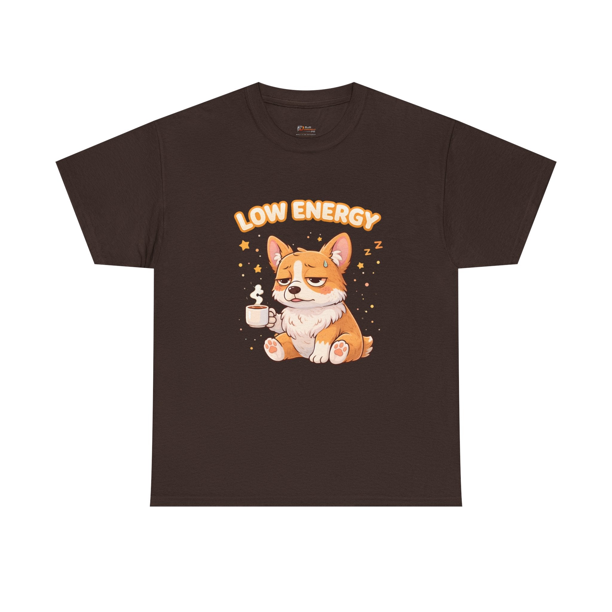 Low Energy Corgi Tee | Cute Coffee Dog Illustration