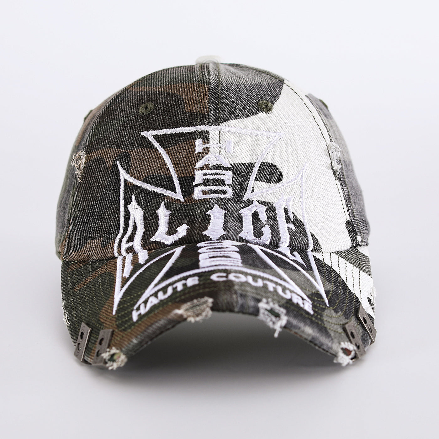 Multi-color Camouflage Embroidered Letters Beveled And Patched Distressed Washed Vintage Trend Baseball Cap Suitable For Street Shopping And Dates
