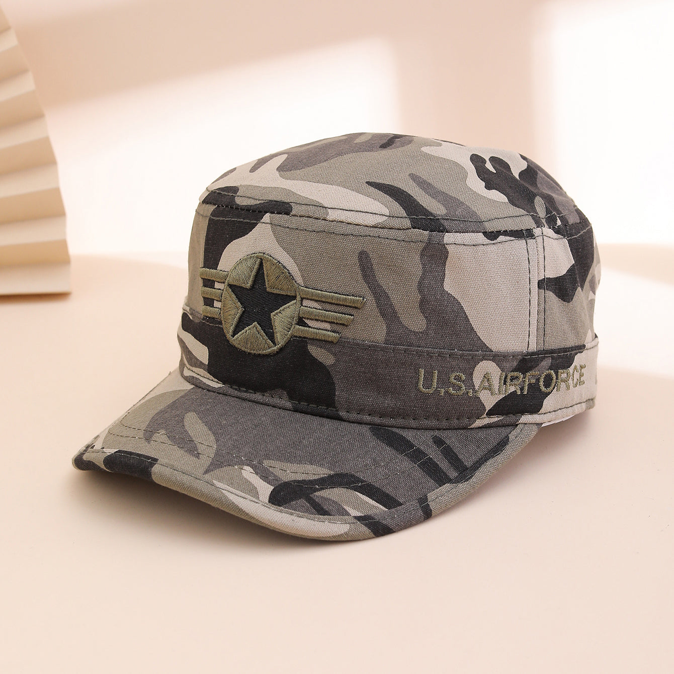 Cross-border New-style Men's Five-star Camouflage Sun-protective Flat-top Hat For Spring And Summer - Trendy Youth Style Sun Hat
