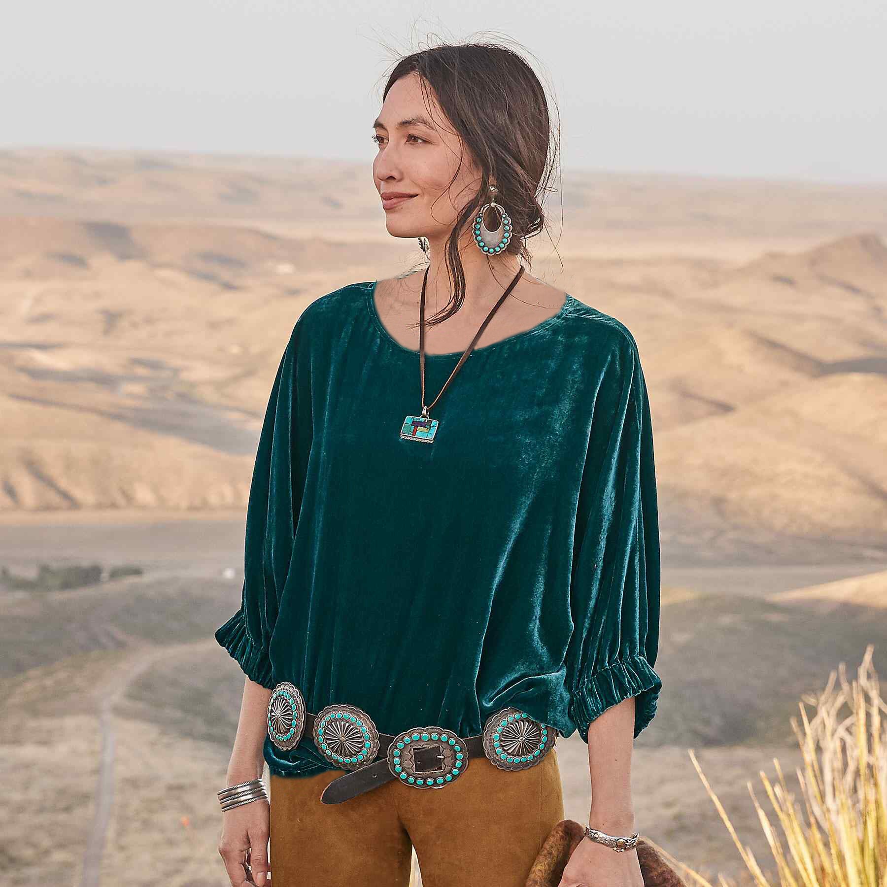 Crew-neck Drawstring Velvet T-shirt