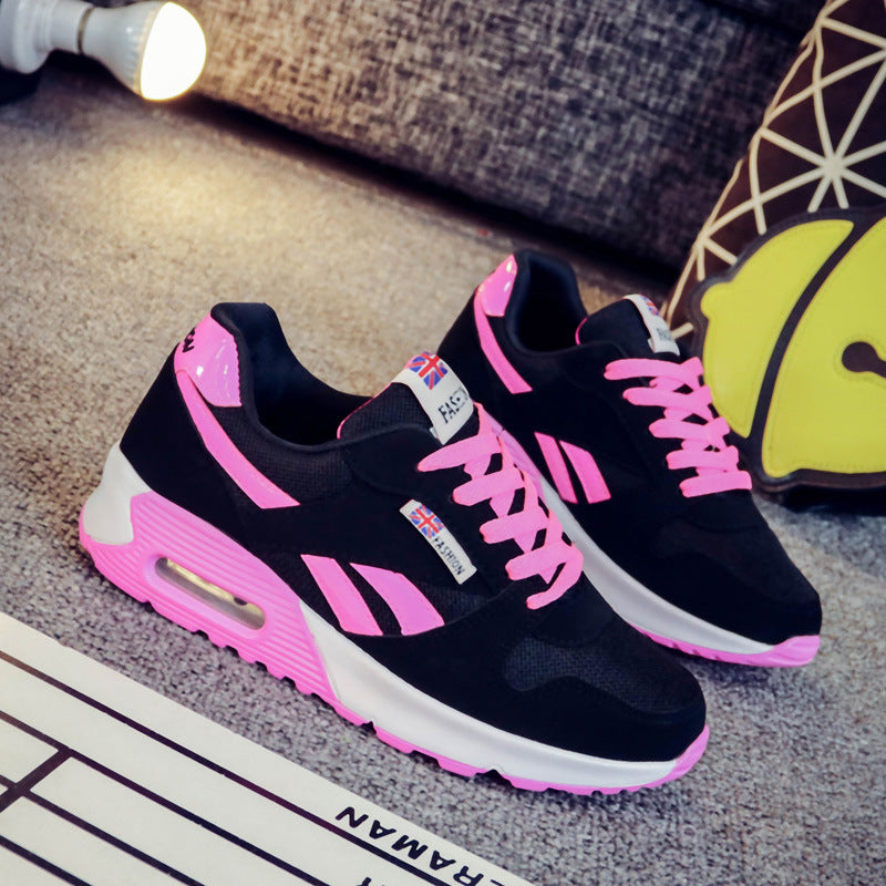 Air cushion mesh platform running shoes