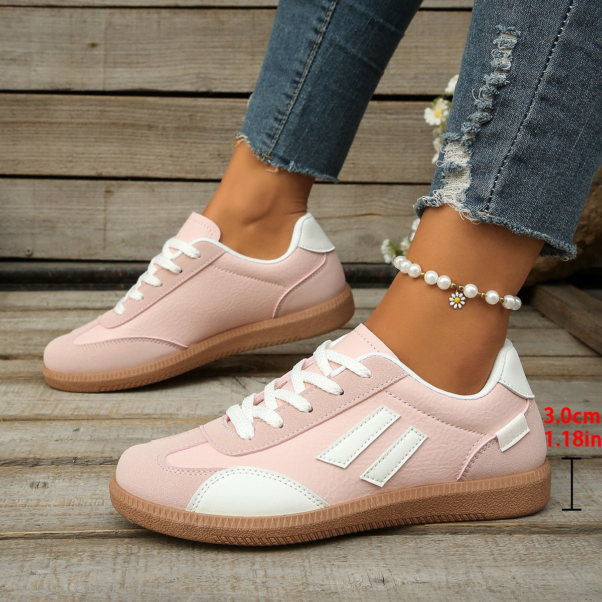 Womens Retro Flat-Soled Plus-Size Sneakers