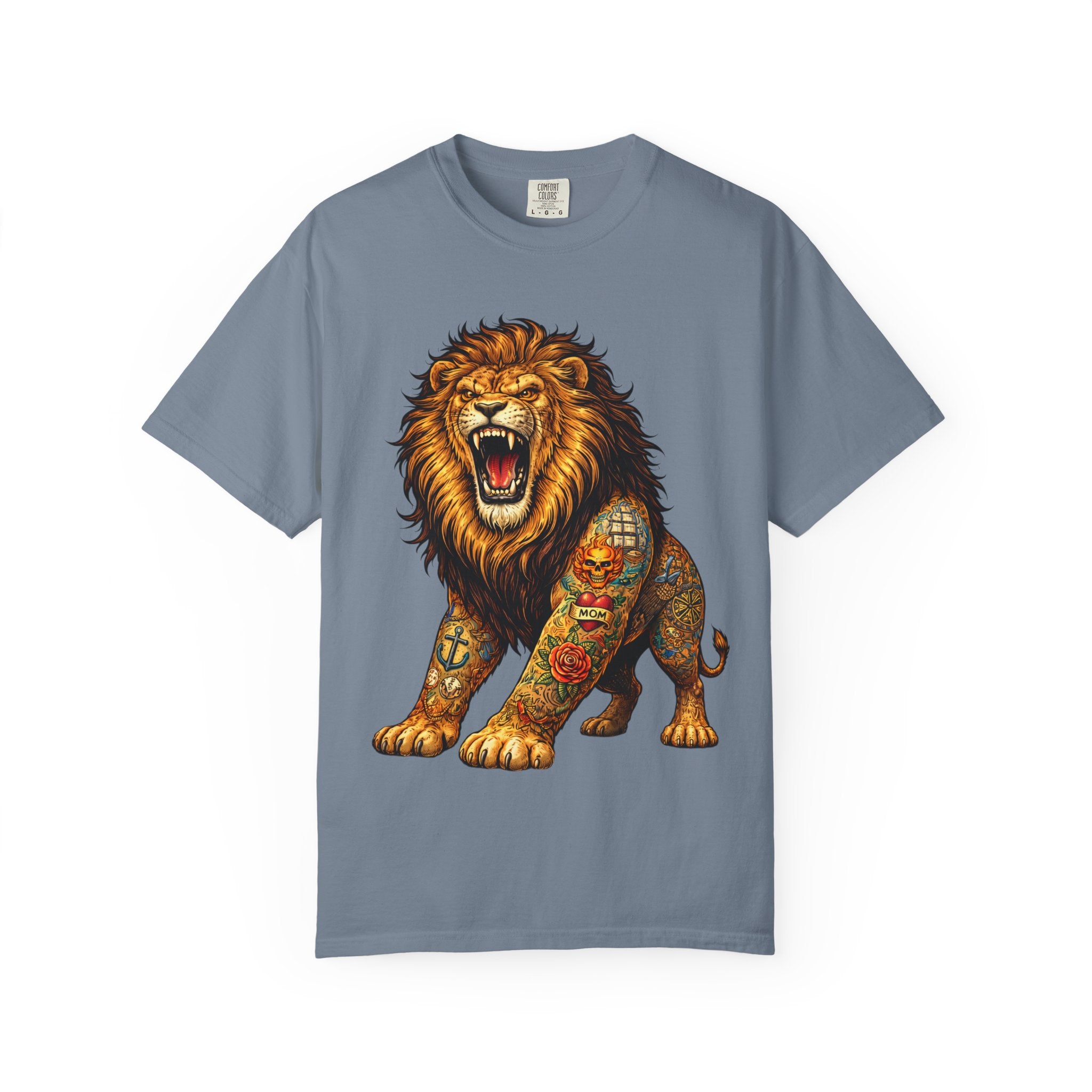 Roaring Tattooed Lion T-shirt |BuiltDifferent Mindset Tee-No Excuses