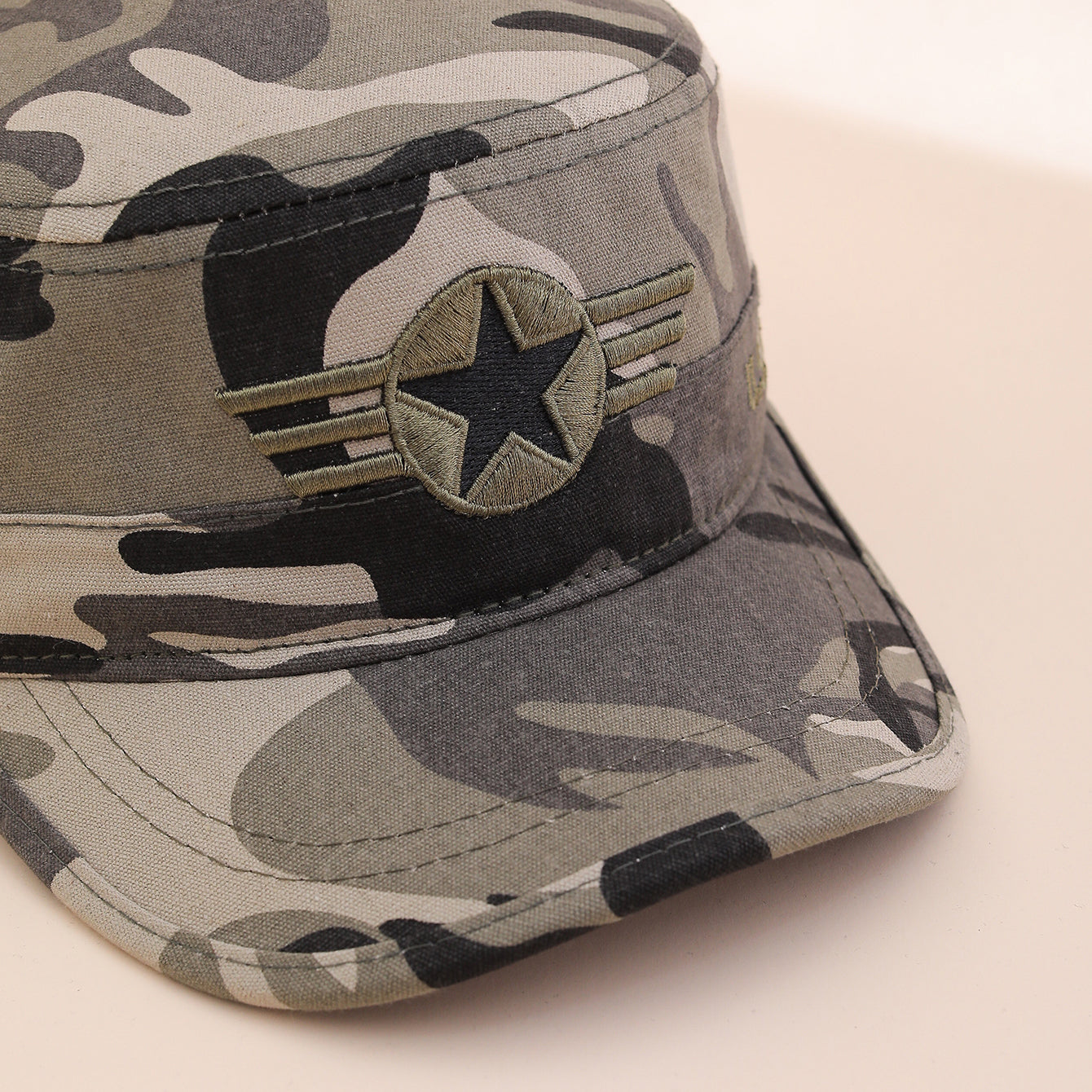 Cross-border New-style Men's Five-star Camouflage Sun-protective Flat-top Hat For Spring And Summer - Trendy Youth Style Sun Hat