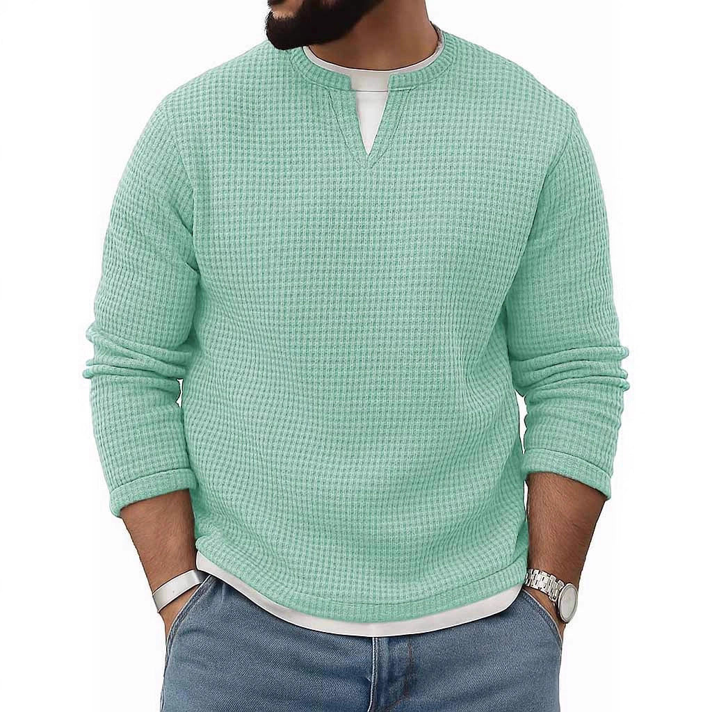 Mens FallWinter Two-Piece Crew-Neck Long-Sleeve Top