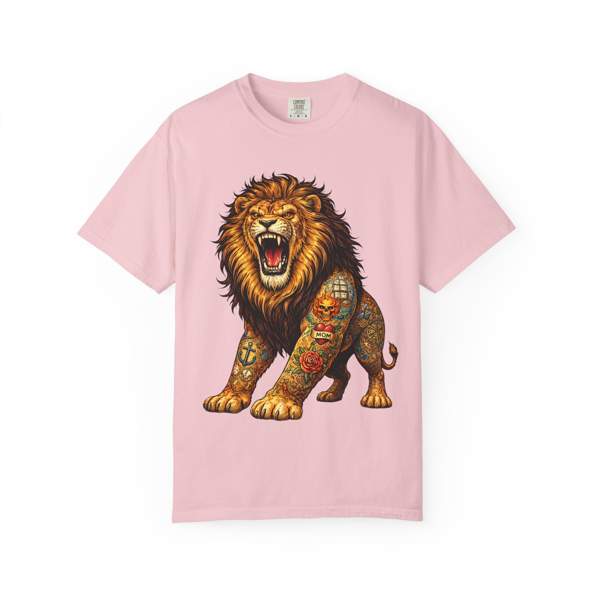 Roaring Tattooed Lion T-shirt |BuiltDifferent Mindset Tee-No Excuses