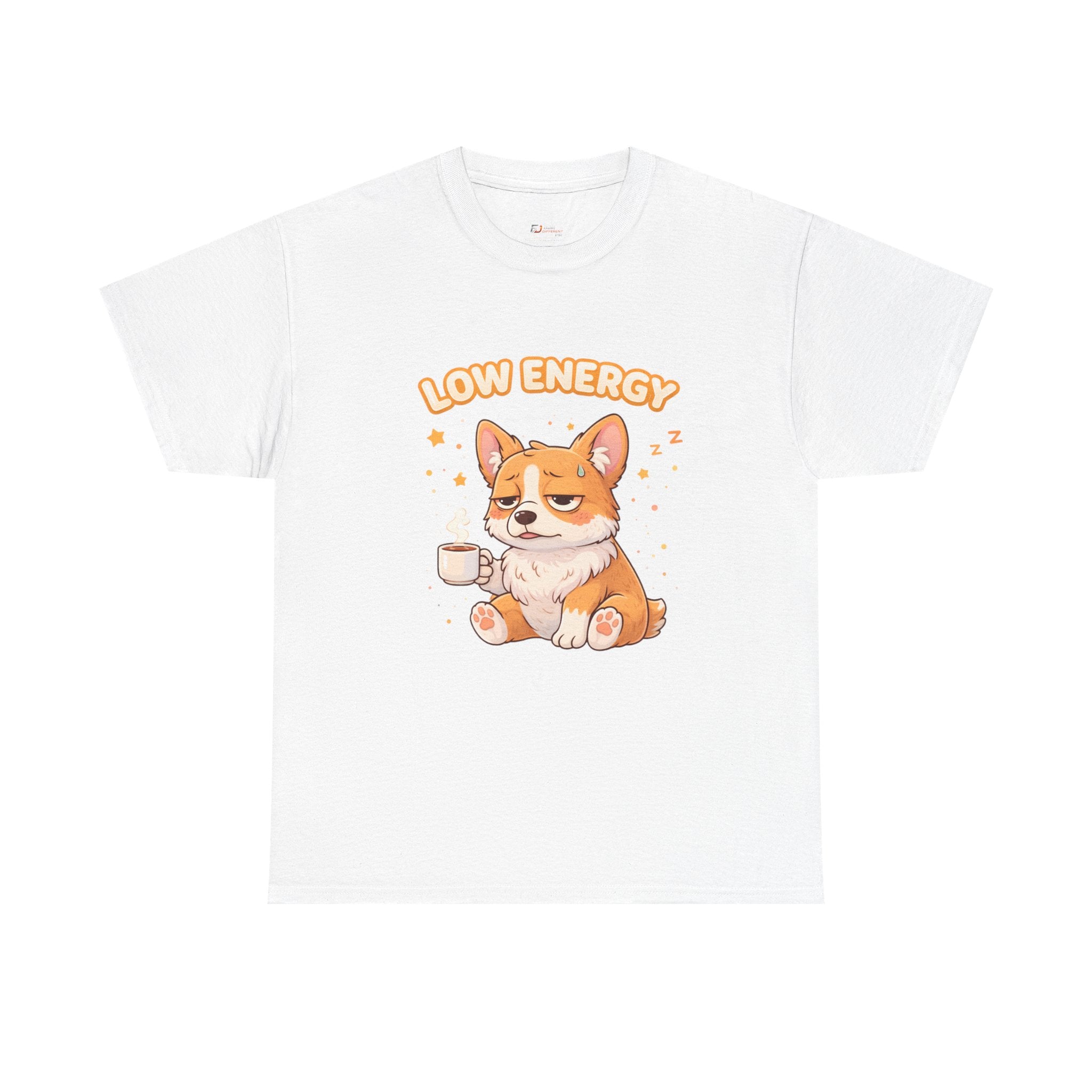 Low Energy Corgi Tee | Cute Coffee Dog Illustration