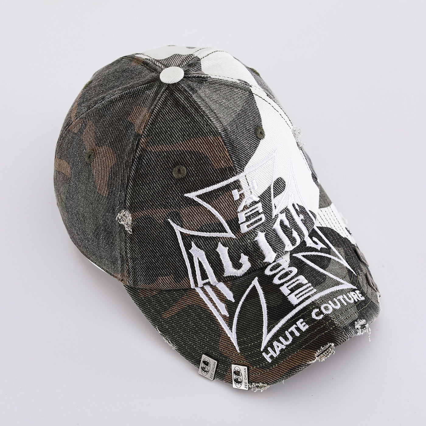 Multi-color Camouflage Embroidered Letters Beveled And Patched Distressed Washed Vintage Trend Baseball Cap Suitable For Street Shopping And Dates