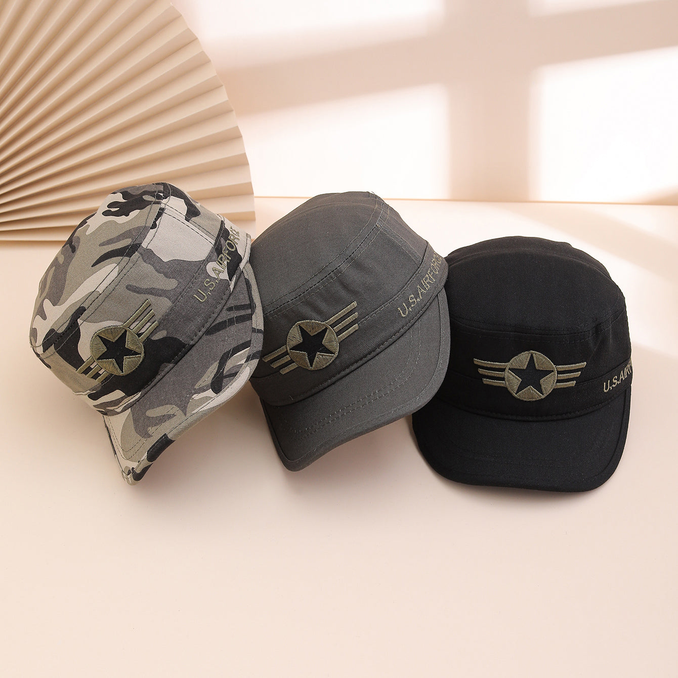 Cross-border New-style Men's Five-star Camouflage Sun-protective Flat-top Hat For Spring And Summer - Trendy Youth Style Sun Hat