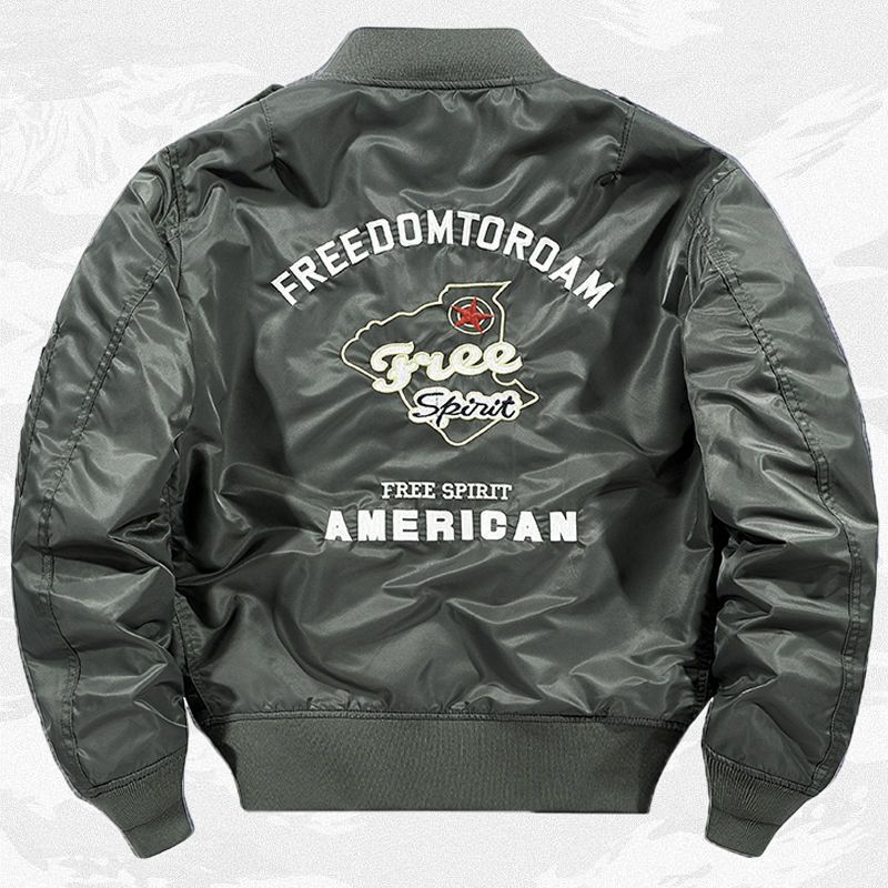 Embroidered Letter Baseball Jacket Mens Loose Fit Jacket