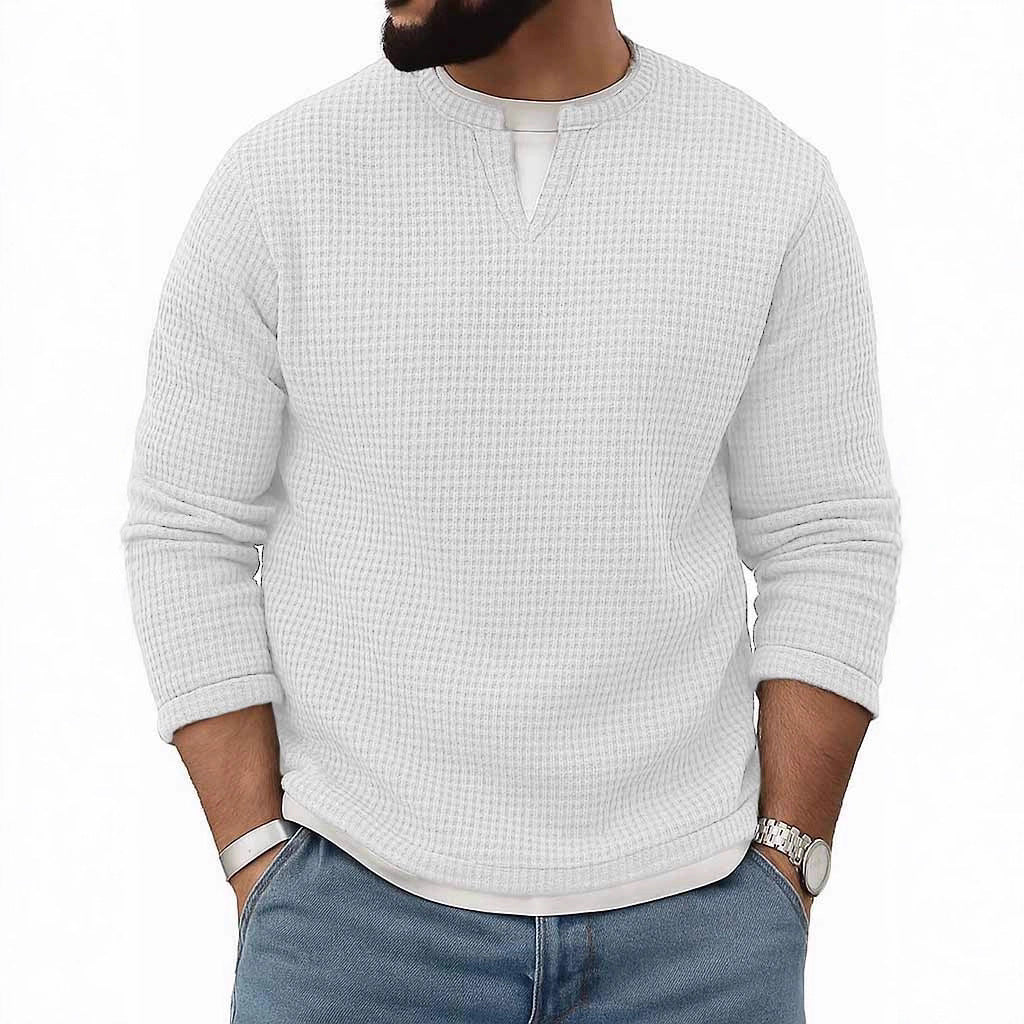 Mens FallWinter Two-Piece Crew-Neck Long-Sleeve Top