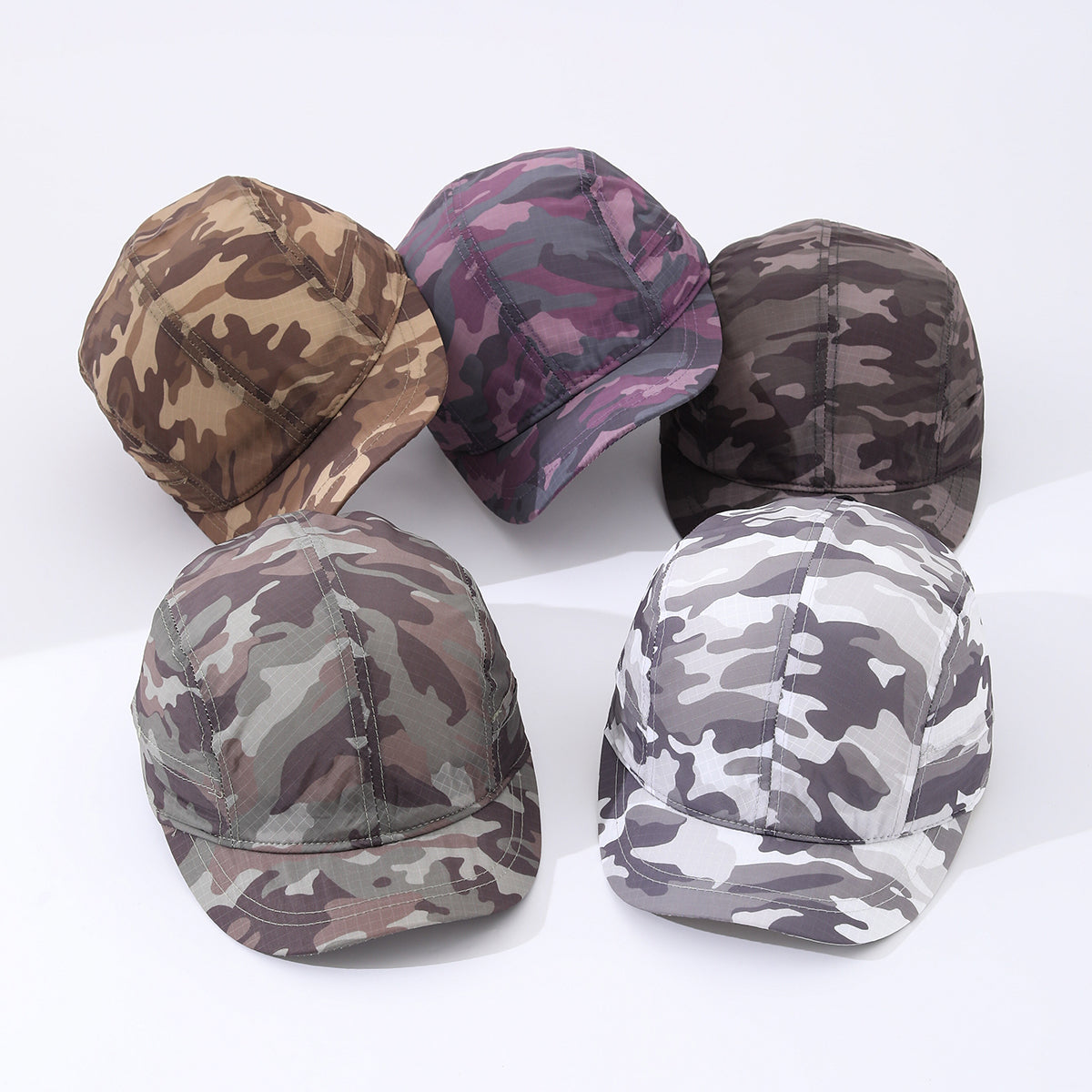 Camouflage Light Board Waterproof Side-opening Thin Model Breathable Simple And Fashionable Short-brim Baseball Cap Suitable For Going Out For Travel Or Hiking