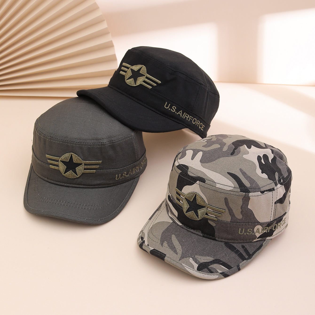 Cross-border New-style Men's Five-star Camouflage Sun-protective Flat-top Hat For Spring And Summer - Trendy Youth Style Sun Hat